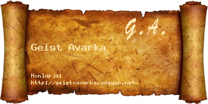 Geist Avarka névjegykártya